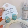 Banho de Ouro Real, Coleção Série Azul Moda Coreana e Japonesa, Brincos de Esmalte com Efeito Gotejante para Mulheres, Novos Brincos e Acessórios de Luxo Leve Nicho
