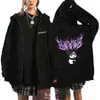 Sudadera con capucha y cremallera para mujer Harajuku Y2K Otoño Estampado de mariposa Manga larga Chaqueta con capucha Talla grande Corte holgado