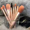 Conjunto de 8 Pincéis de Maquiagem Portátil para Viagem Pincel para Blush Pincel para Sombra Pincel para Base Pincel para Corretivo Pincel para Contorno Pelo Animal