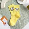 Meias Femininas Transfronteiriças Amazon Casal Engraçadas Meias de Comprimento Médio Meias de Moda Harajuku Meias de Comprimento Alto ins Meias de Algodão Desenho Animado