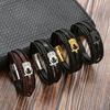 Amazon Cadena Europea y Americana Acero Inoxidable Punk Búho Pulsera Hombres Acero de Titanio Imán Hebilla Trenzada Pulsera de Cuero