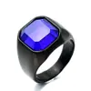 Anillo de Gema Cuadrado de Moda Estilo Europeo y Americano Jin Ziying Joyería Anillo Sencillo de Acero de Titanio de Moda para Hombre