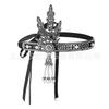 1920 The Great Gatsby Lady Saia Acessórios Folhas Pérola Dupla Fileira Strass Halloween Bola Tiara