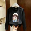 Camiseta de manga comprida para meninas, nova e estilosa, 2026 primavera e outono, blusa básica de algodão puro para meninas, top de outono fofo para crianças