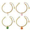 Moda Europea y Americana Colorido Colgante Redondo con 26 Letras Inglesas, Pulsera de Cadena Hueso de Serpiente Plana, Joyería de Nicho Chapada en Oro de 18 Quilates