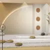 Papel de parede geométrico minimalista moderno 3D Papel de parede de arco 3D Tecido de parede de fundo de estúdio ao vivo recepção Parede de quarto sofá Tecido de parede