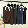 Estilo Coreano Primavera y Verano Nuevo Algodón Versión Coreana Corte Delgado Talla Extra Ropa Interior Camiseta sin Mangas Doble Cuello en U para Mujer, Camiseta Base Camisola Suave y Versátil
