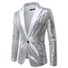 Traje de Lentejuelas Doradas de Rendimiento Europeo y Americano Traje de Corea del Sur Chaqueta de Estudio para Hombre Host MC de Nightclub XZ28