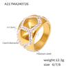 Anillo nuevo geométrico de cono de diamante transfronterizo de Europa y Estados Unidos, moda, diseño simple, acero de titanio chapado en oro de 18k, joyería