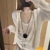 Camiseta de Manga Larga Suelta Estilo Perezoso Dropshipping Exclusivo para Mujer Verano Delgada Protección Solar Cubierta Color Sólido Top Versátil
