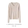 Nuevo Suéter Base de Punto Minimalista 100% Cachemira Pura para Mujer Otoño/Invierno 2026 de Cuello en V Ajustado
