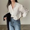 Camiseta Básica de Manga Larga Estilo Chic Coreano para Mujer