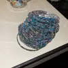 Pulseira Elástica Colorida de Strass de Linha Única Transfronteiriça, Pulseira Versátil de Moda de Luxo Leve de Alto Padrão com Design de Nicho