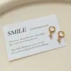 Pendientes de Aro con Colgante de Cruz Dorada Microincrustada con Circonita, Estilo Europeo y Americano Transfronterizo para Mujer, Diseño de Nicho, Pendientes Elegantes y de Lujo Ligero