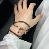 Serie de Colores Maillard Pulsera de Tres Capas con Múltiples Círculos de Ojo de Tigre Natural y Cristal Blanco Estilo Retro Chino Nuevo para Mujer
