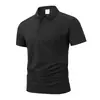 Camiseta Polo de Doble Talla Asiática y Europea de Manga Corta de Verano Delgada Moda Color Sólido Cuello Camisero Ropa de Trabajo Casual 10 Colores