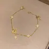 Pulsera Popular de Cuatro Hojas de Hielo Triturado de Xiaohongshu, Pulsera de Brillo Fino de Lujo Ligero y Gama Alta, Exquisita de Una Pieza Envío Directo