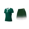 Conjunto Esportivo Duas Peças Polo Manga Curta Saia Plissada para Mulheres Verão Outdoor Golfe Camiseta Casual Look Emagrecedor Roupa de Tênis