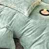 Outono/Inverno 2026 Leite Lã Tecido Fita Artesanato Conjunto de Quatro Peças Luxo Leve Patchwork Francês Roupa de Cama Live E-commerce