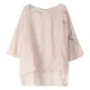 Camisa de Ramio Bordada Artística Estilo Nuevo de Otoño, Traje de Té Zen Artístico Fresco, Top Chino Ligero y Holgado Retro