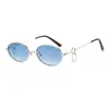 Nuevas gafas de sol metálicas ovaladas vintage transfronterizas, moda europea y americana, estilo hip-hop moderno y único, elegantes gafas de sol para mujer
