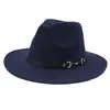 Sombrero de copa de estilo europeo y americano transfronterizo Sombrero de jazz de caballero Sombrero de fieltro para abrigo Sombrero de ala ancha de color sólido de moda