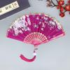 Tecido de Seda Borda Dourada Leque Dança Tradicional Chinesa Leque Estilo Chinês Fabricante Venda por Atacado Leque Dobrável Feito à Mão