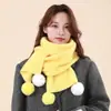 Cachecol Macio e Fofo Estilo Coreano com Pom-pom em Cor de Macaron para Mulheres, Outono/Inverno Espessado Proteção contra Frio Aquecimento, Cachecol de Tricô Fresco para Estudantes