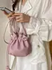 Bolso con Cordón de Color Caramelo de Moda para Mujer 2026 Primavera Nueva Moda Bolso de Hombro Simple Color Sólido Bolso Cruzado de Alto Valor