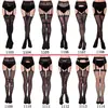 Medias Negras Sexy Malla Jacquard Liguero Todo en Uno Medias Fuente del Tesoro de Comercio Exterior Europeo y Americano