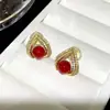 Pendientes sin perforación, Nuevo estilo Otoño e Invierno, Pendientes Rojos Ancola, Pendientes Rojos de Año Nuevo, Pinzas para Orejas de Moda, Sensación de Lujo Ligero y Gama Alta