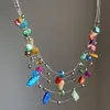 Collar Bohemio Estilo Resort de Piedras de Colores y Cuentas Cadena de Clavícula Multicapa Exagerada Única Collar de Industria Pesada