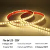 Fita de LED super brilhante à prova d'água com revestimento, driver de alta tensão 220v sem necessidade de driver, autoadesiva para casa e exterior, chip 2835, fita de luz flexível