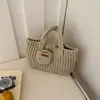 Bolso tejido a mano bolso tote casual hilo de algodón tejido con paja bolso de un solo hombro nuevo bolso para teléfono móvil bolso de axila coreano retro para mujer