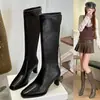 Botas elásticas hasta la rodilla para mujer, botas de caña alta ajustadas con cremallera trasera, adecuadas para otoño e invierno, tacones altos de nuevo estilo, moda 2026