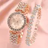Conjunto Feminino Atacado Relógio, Relógio Feminino Simples Versátil com Diamantes, Relógio Feminino Fresco Estilo Coreano DIY