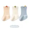 Tres Pares de Calcetines Infantiles para Primavera y Verano, Malla Grande Transpirables Sin Costuras Borde Suelto Dibujos Animados Delgados de Algodón para Bebés y Niños Pequeños