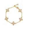 Nuevo Estilo Chino Vajra Pulsera de Trébol de Cuatro Hojas Lujo Ligero Diseño de Nicho Temperamento de Moda de Gama Alta Pulsera Exquisita de Zirconia