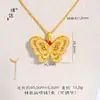 Collar con Colgante de Mariposa Atractiva Incrustada de Diamantes Color Arena Mismo Estilo de la Tienda de Oro Puzuo Cadena de Suéter de Mariposa Hueca de Filigrana para Mujer