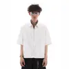 Cardigã de caimento americano cleanfit com zíper e lapela camisa de manga curta curta estilo old money masculino camisa de manga meia