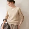 Colete de Cashmere Colete de Tricô Feminino 2026 Outono Inverno Novo Peça de Roupa Externa Solta Camada Gola V Cor Sólida Suéter Cardigã