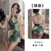 Cheongsam Feminino Sexy Estilo Antigo com Decote em V Profundo de Fan Lei, Sedutor e Sexy, Fenda Alta Revelando os Glúteos Sem Tirar Lingerie Sexy 1008