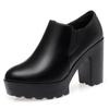 Uma geração de sapatos mãe primavera e outono couro macio fundo macio confortável sapatos de salto alto plataforma à prova d'água salto grosso sapatos femininos de meia-idade