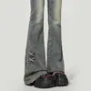 Novo Design de Primavera e Outono Estilo Retrô Americano Lavado Desgastado Hot Girl Calça Jeans Micro Flare Feminina Emagrecedora e Afinando Comprimento Total
