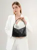 Nuevo bolso cruzado negro con cremallera para mujer, piel genuina, estilo coreano, versátil, hobo tejido, bolso de mujer para ir al trabajo