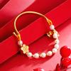 Pulsera de flor de durazno estilo TikTok de celebridad de internet no se desvanece durante mucho tiempo aleación de cobre orquídea lirio simple para mujer de alta calidad media pulsera al por mayor