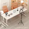 Mesa de transmisión en vivo para anfitriones, mesa de juego para dos personas, soporte de exhibición de productos para influencers, escritorio de computadora de trabajo móvil y de altura ajustable