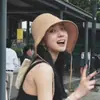 Chapéu de Sol de Algodão Linho Trançado de Palha Japonês Feminino Primavera Verão com Amarração Estilo Coreano Retrô Lolita Aba Larga Chapéu de Proteção Solar para Ciclismo Versátil