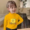 Y2060# Camiseta de Manga Longa para Meninos e Meninas Outono Nova Camiseta Básica Infantil Estilo Ocidental Casual Camiseta Estampada de Desenho Animado Top