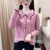 Suéter para Mujer 2024 Nuevo Estilo Coreano Suelto Cuello Muñeca Manga Larga Suéter Tejido Otoño e Invierno Solapa Camisa Base Top para Mujer